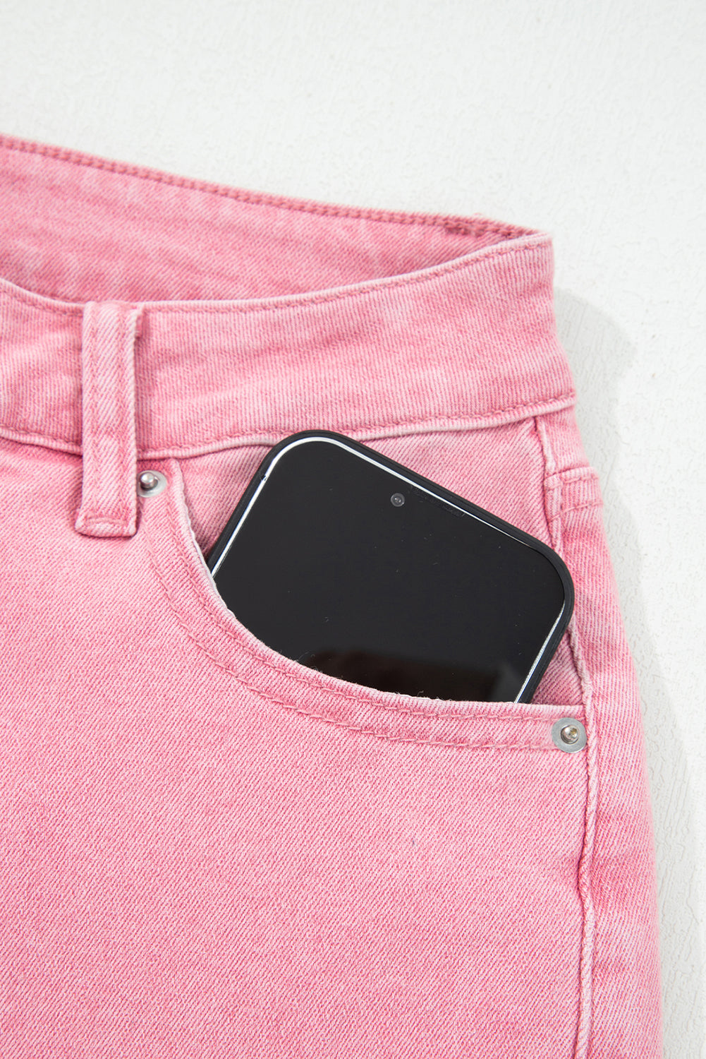 Peach Blossom Acid Washed High Rise Cropped Wide Leg Jeans