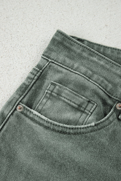 Four Leaf Clover Slight Distressed Raw Edge Wide Leg Jeans