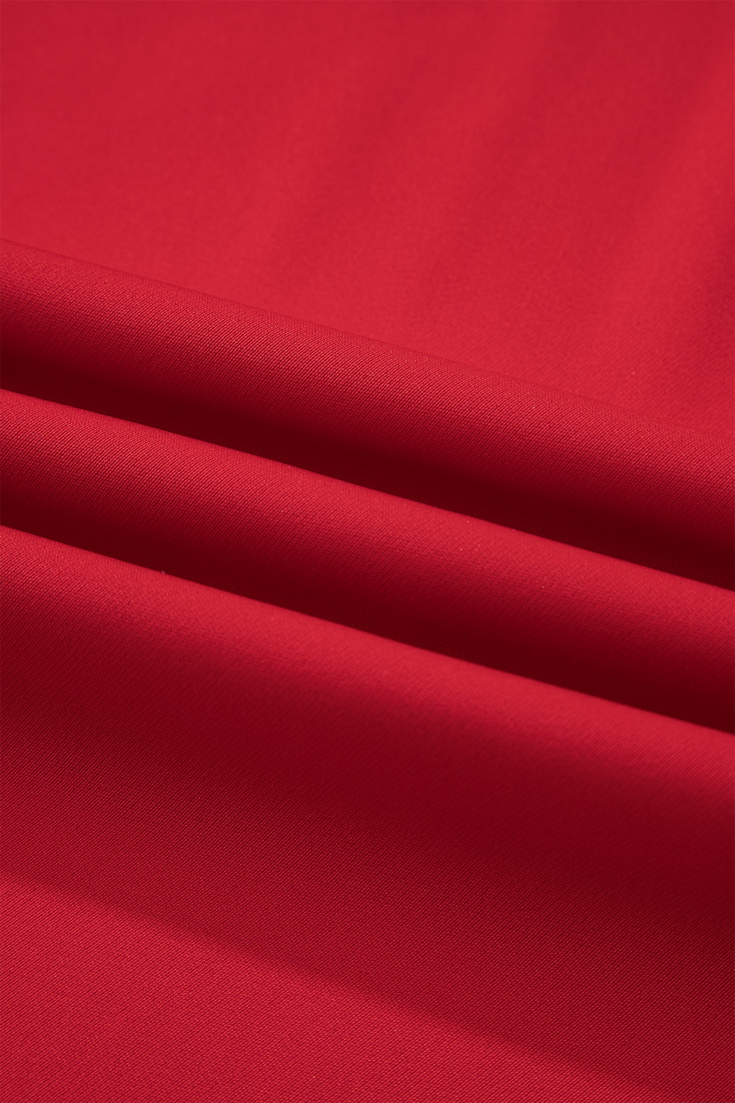 Fiery Red Pleated Detail Pull On High Elastic Waist Loose Straight Pants