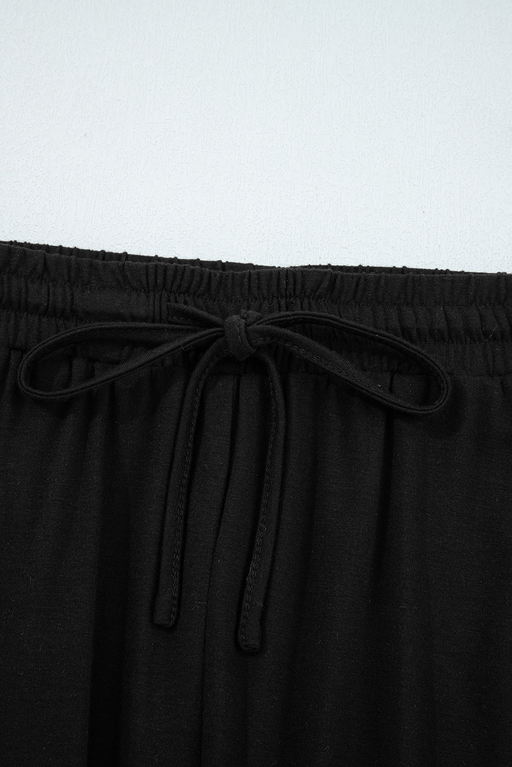 Black Ruffled Wide Leg Pull On High Waist Pants with Pockets