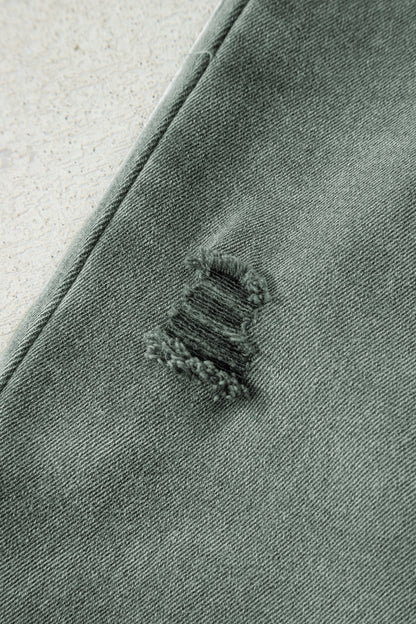 Four Leaf Clover Slight Distressed Raw Edge Wide Leg Jeans