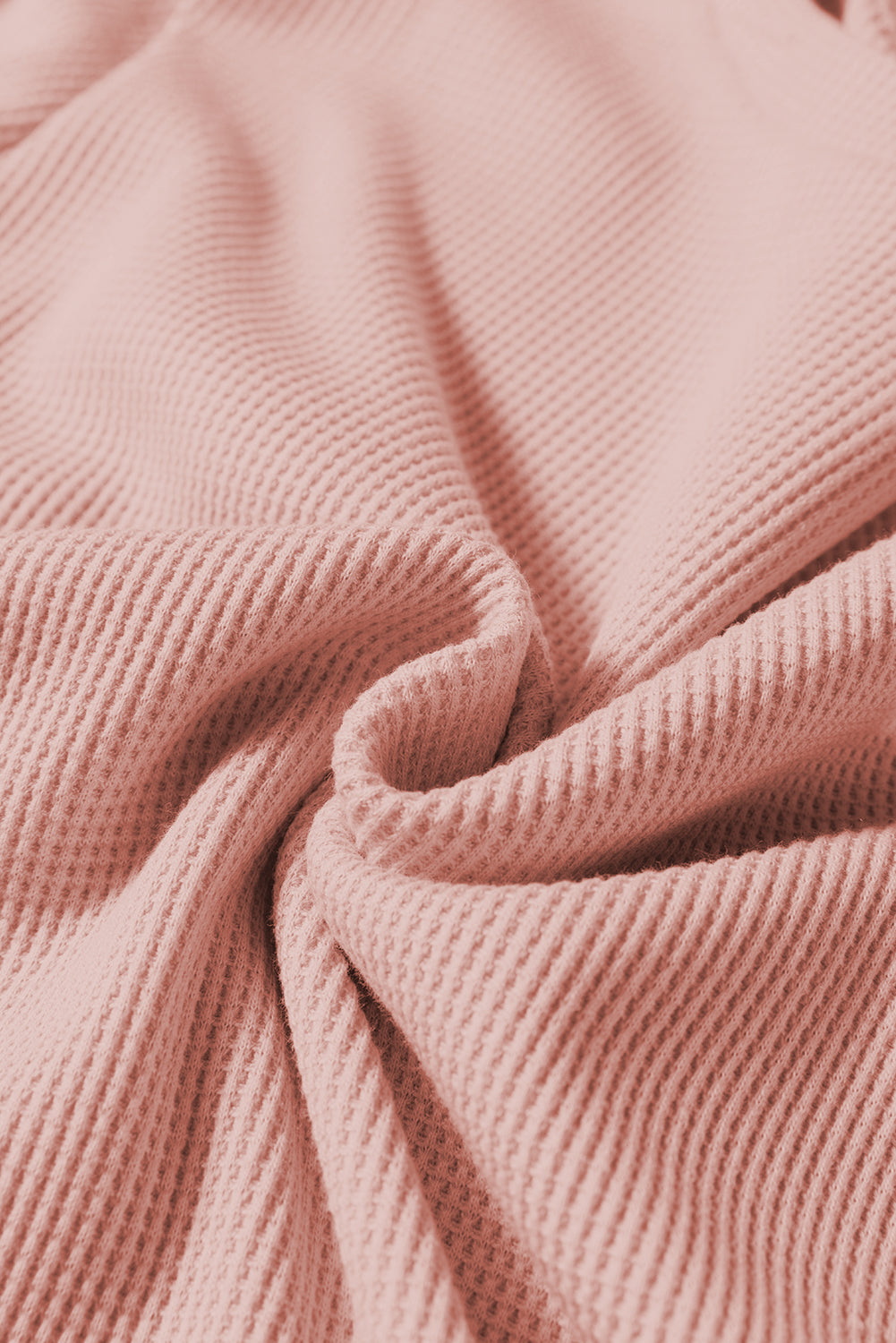 Gossamer Pink Rounded Hem Waffle Long Sleeve Top