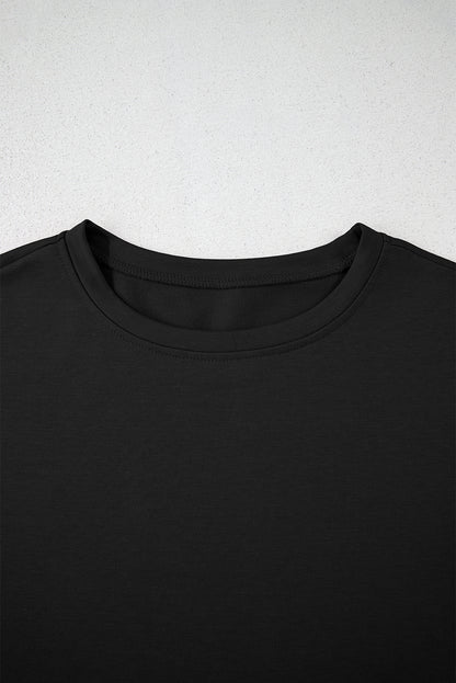 Black 2pcs Cropped Tee and Ruffle High Waist Skort Set