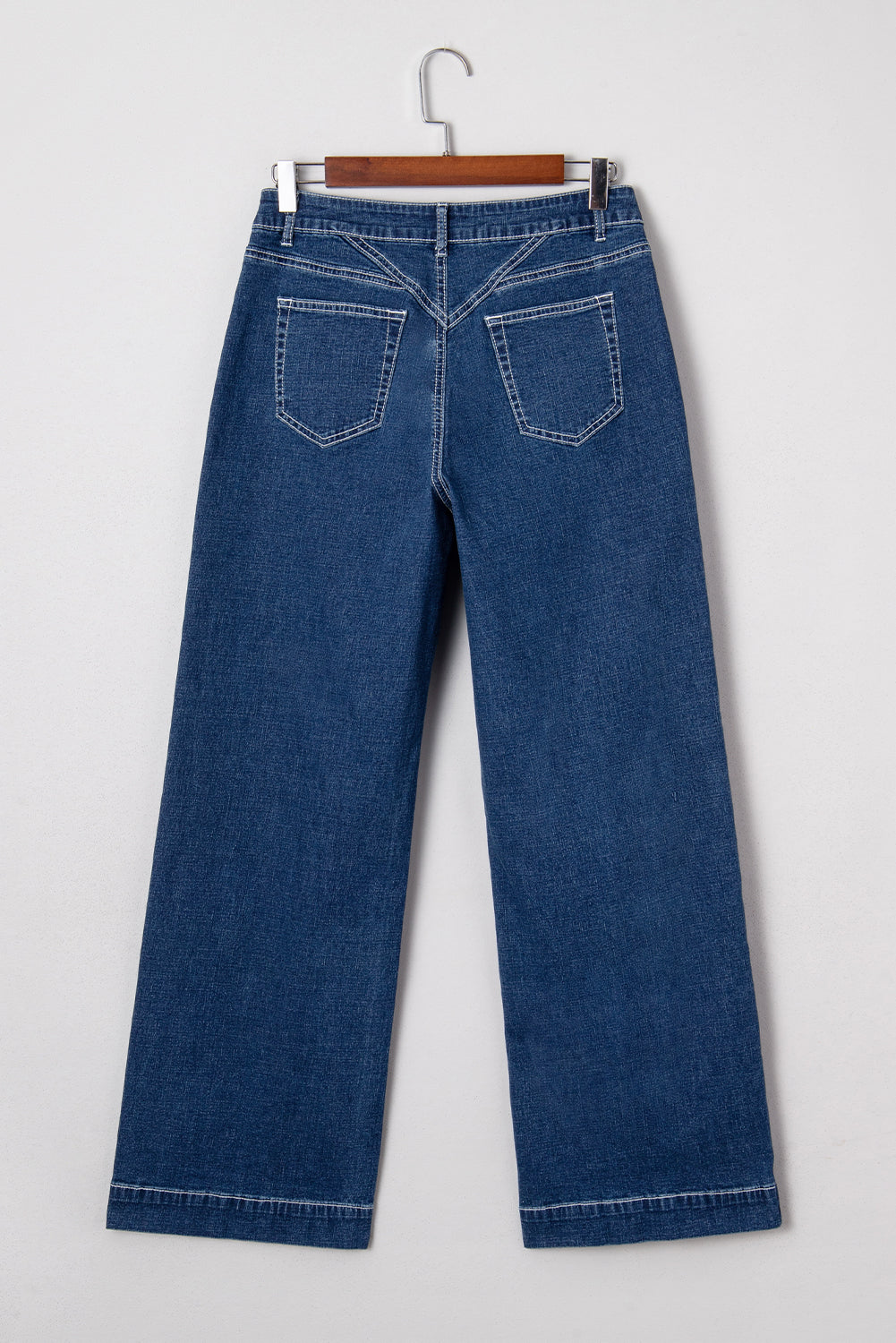Sail Blue Stitched Waist Detail Loose Cuffed Jeans