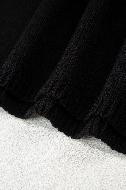 Black Bow Backless Bubble Sleeve Sweater