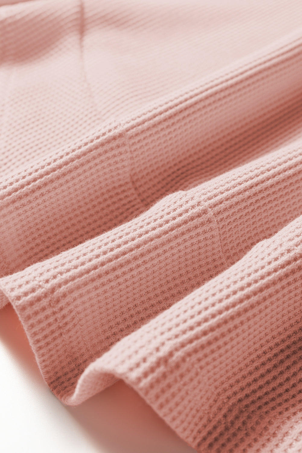 Gossamer Pink Rounded Hem Waffle Long Sleeve Top