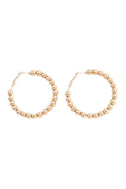 Gold Plated Beads Alloy Hoop Earrings