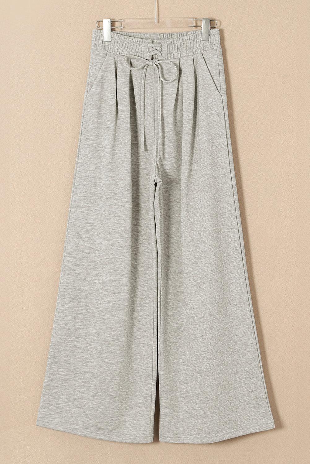 Gray Tied Elastic High Waist Pleated Detail Solid Sweatpants