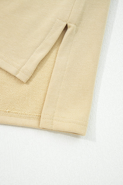 Pale Khaki Floral Applique Baggy Pullover Sweatshirt